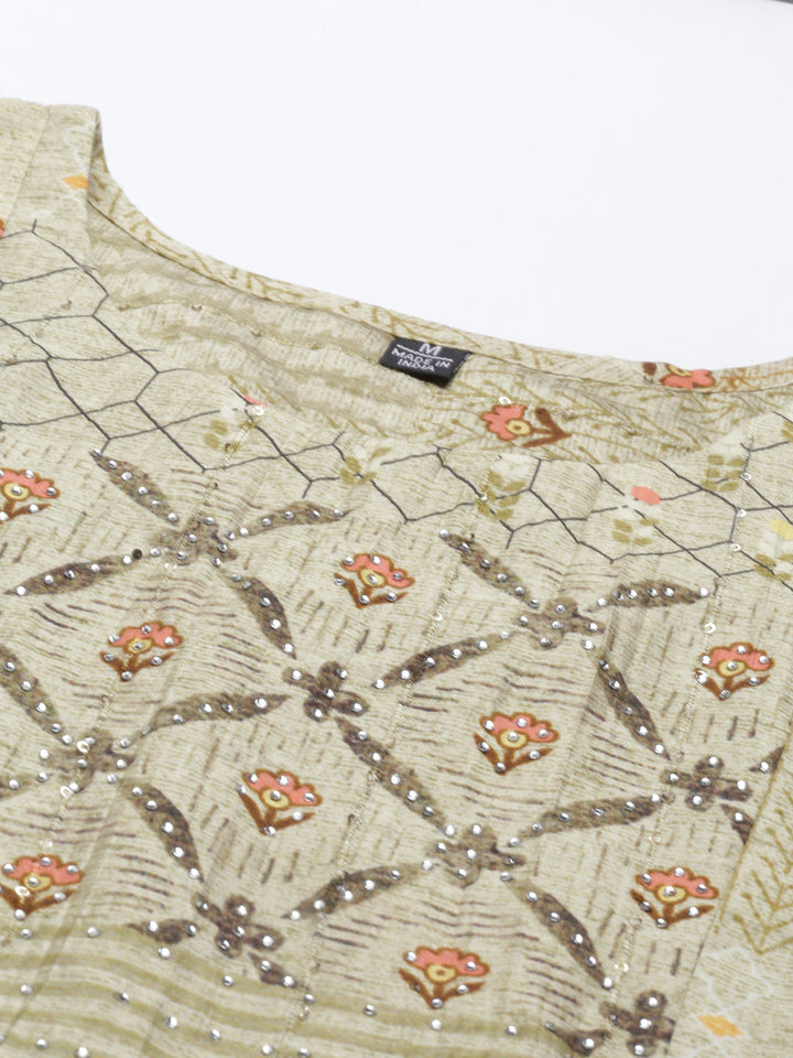 Neerus Green modal printed kurti - detail view 6