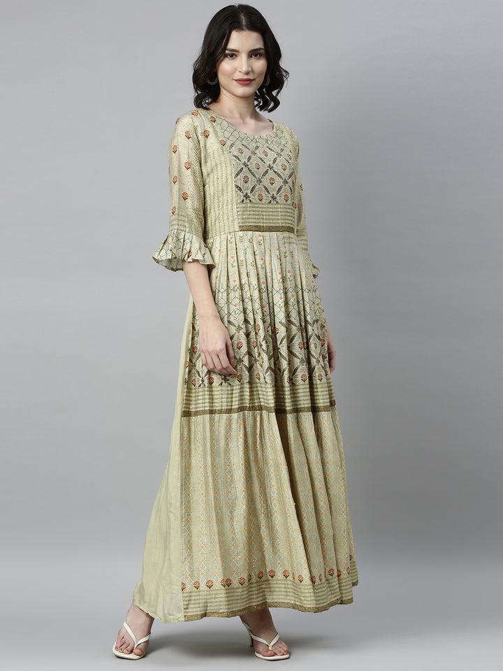 Neerus Green modal printed kurti - side view