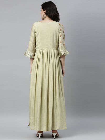Neeru'S PISTA Color MODEL Fabric Kurta