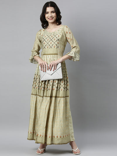 Neeru'S PISTA Color MODEL Fabric Kurta