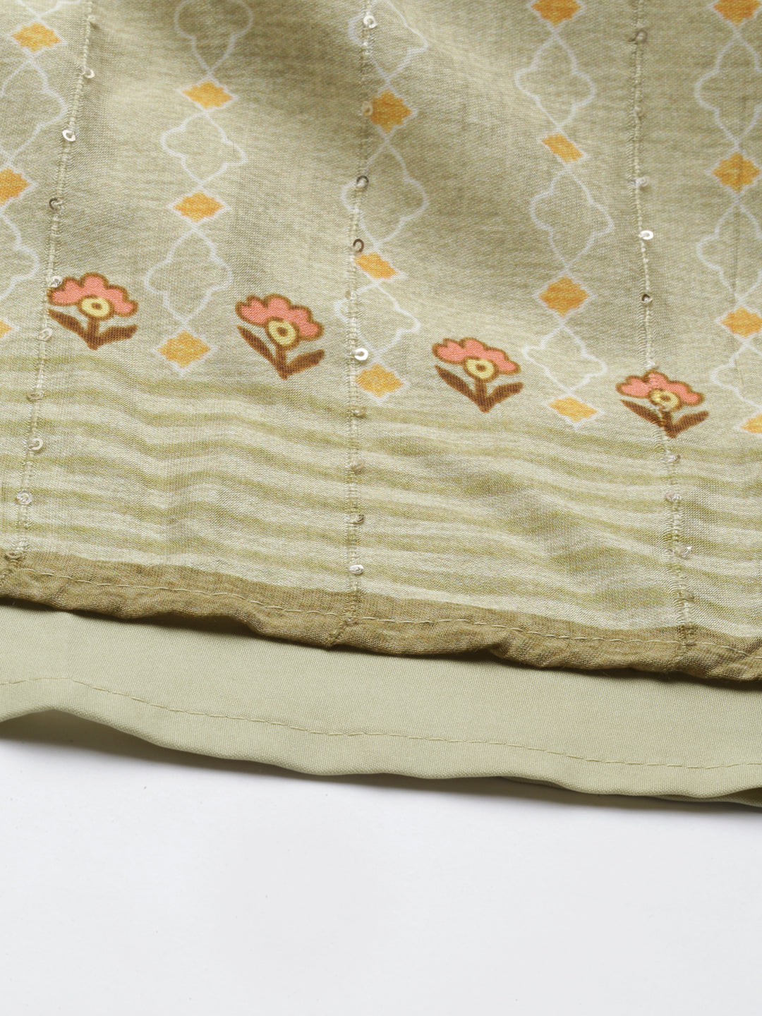 Neerus Green modal printed kurti - detail view 5