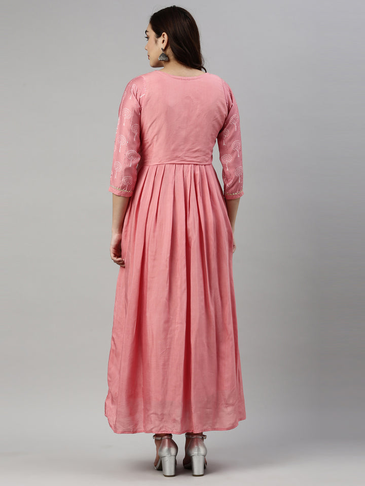 Neerus Pink modal printed kurti - detail view 2