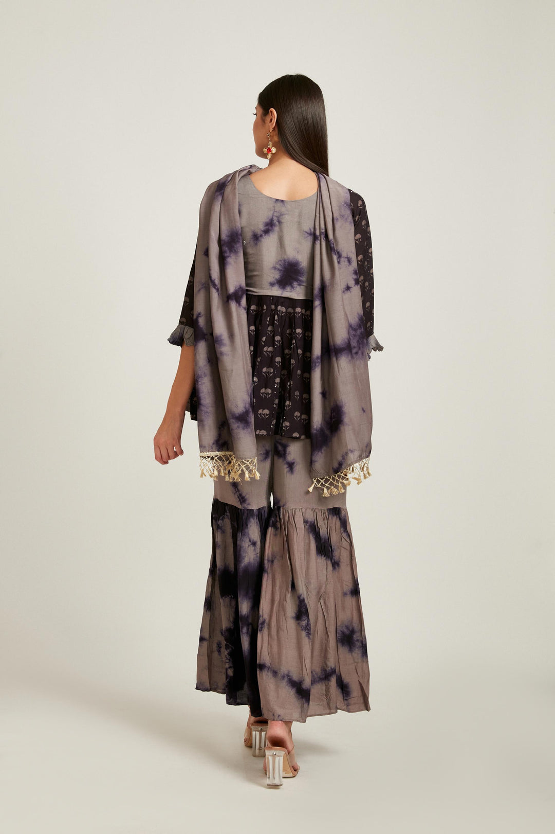 Neerus Black Color Muslin Fabric Salwar Kameez