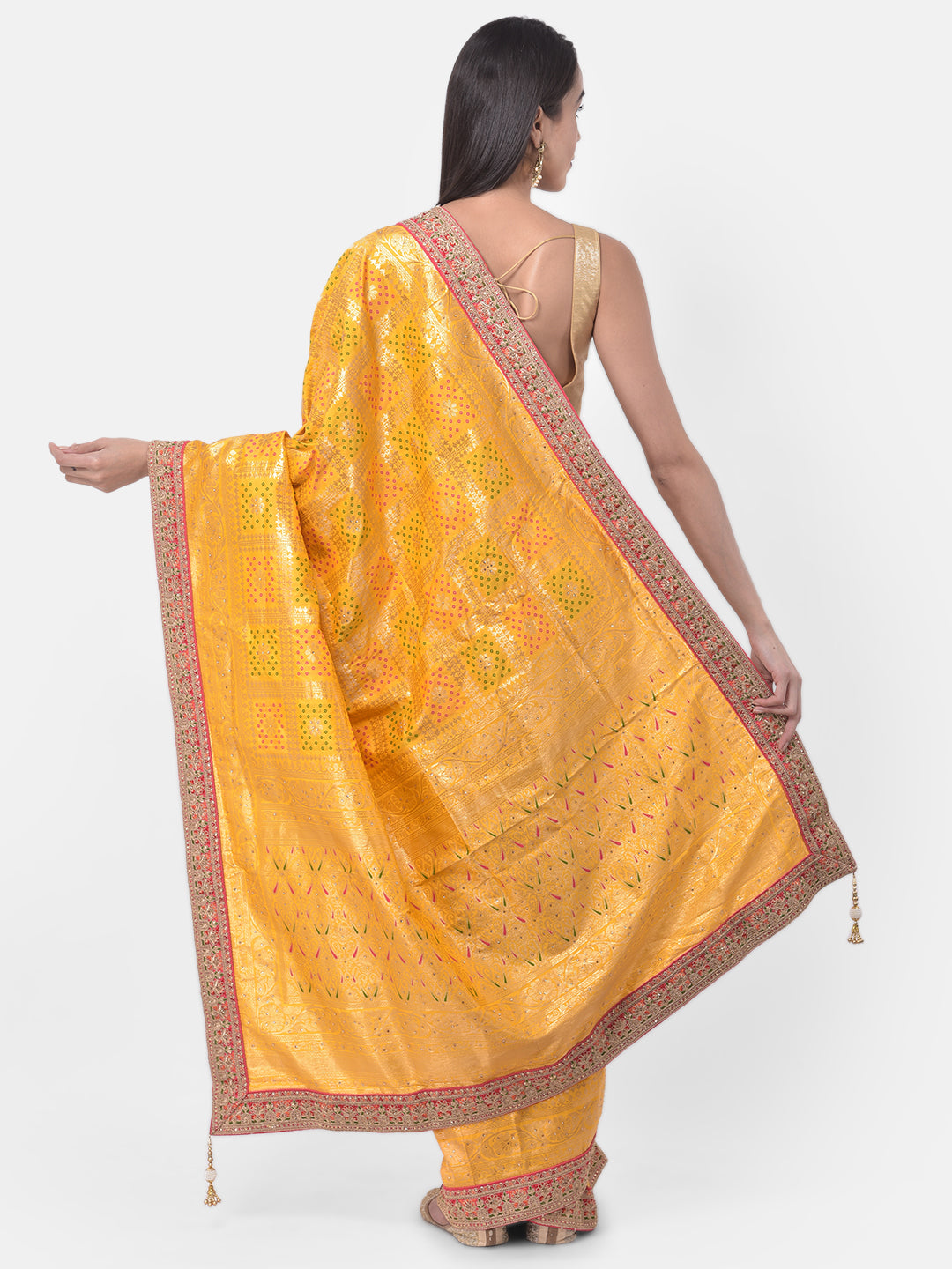 Neerus Yellow Color Banaras Fabric Saree