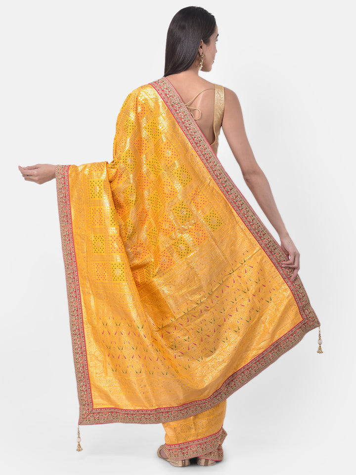 Neerus Yellow Color Banaras Fabric Saree