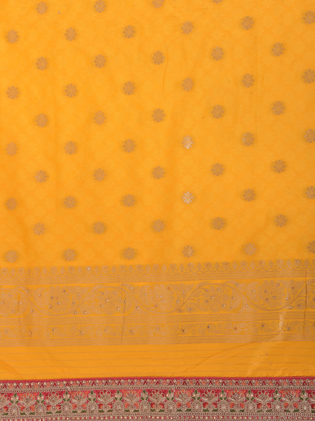 Neeru's Yellow Color Banaras Fabric Saree