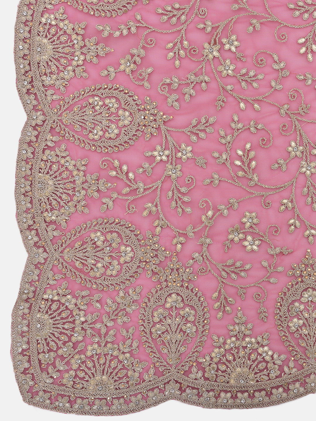 Neerus Pink net embellished saree - detail view 1