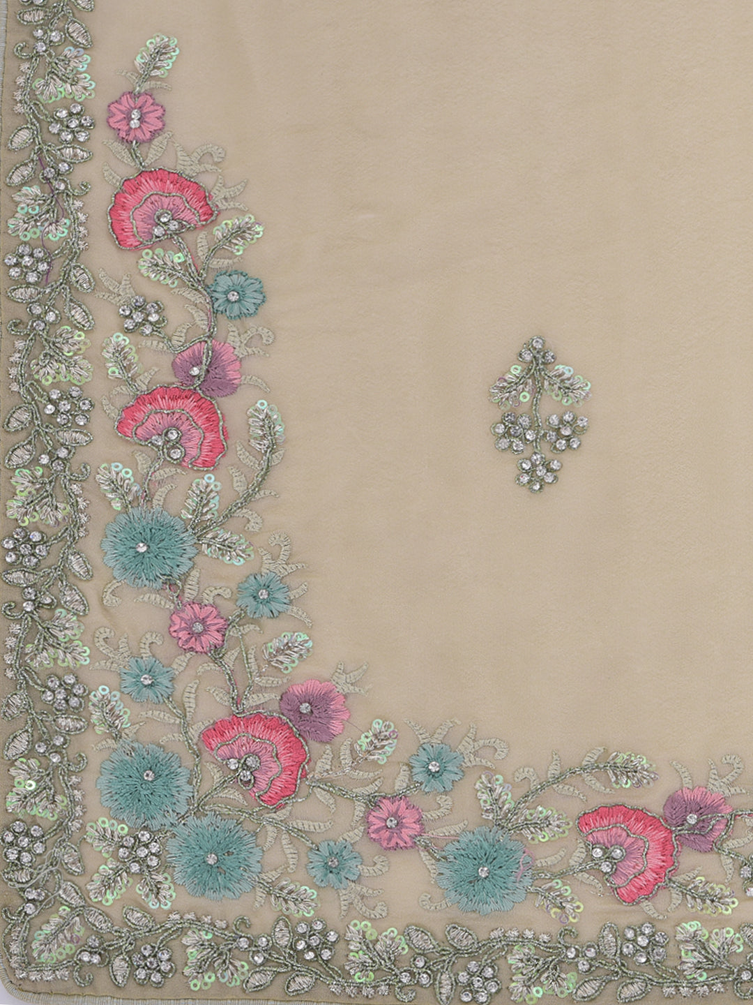 Neeru'S Olive Color, Crepe Fabric Saree
