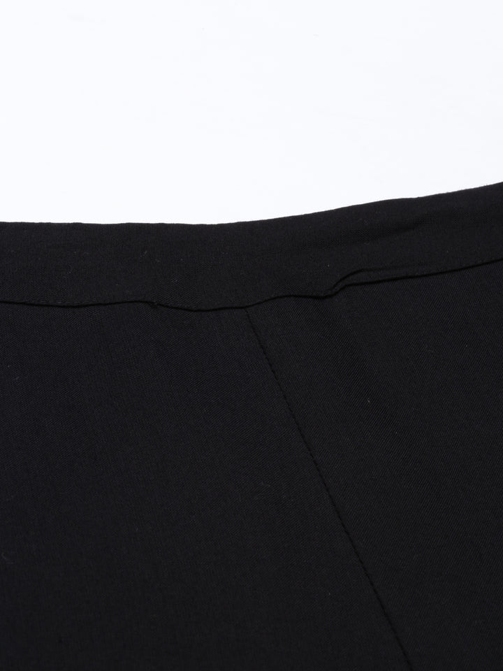 Neerus Black Color Rayon Fabric Plazzo