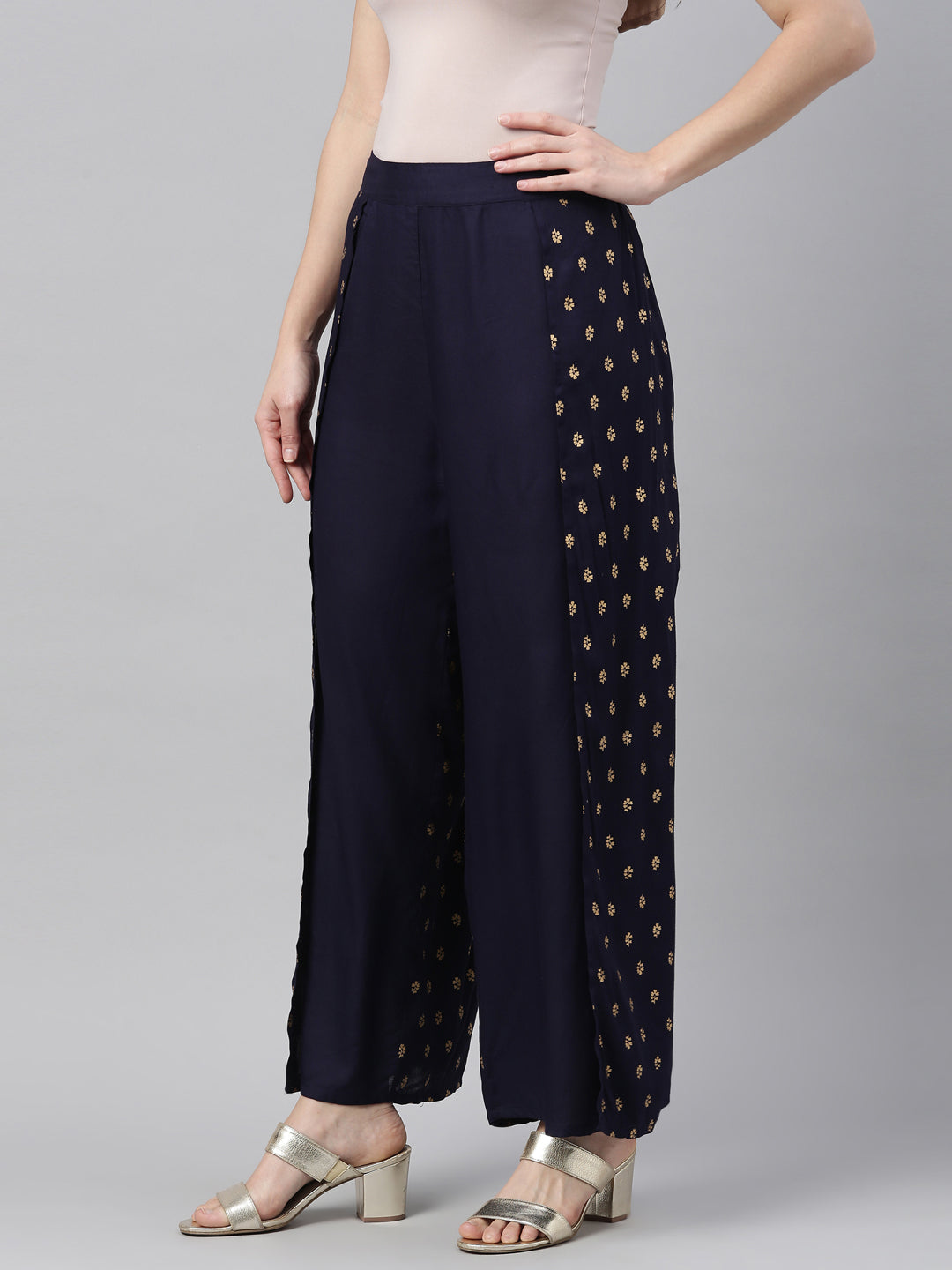 Neeru's Navy Blue Color Rayon Fabric Plazzo