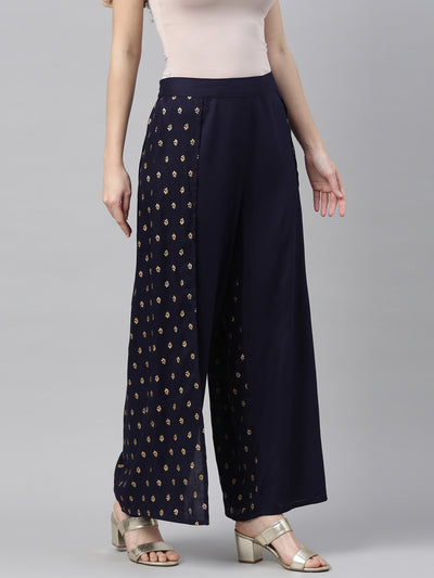 Neeru's Navy Blue Color Rayon Fabric Plazzo