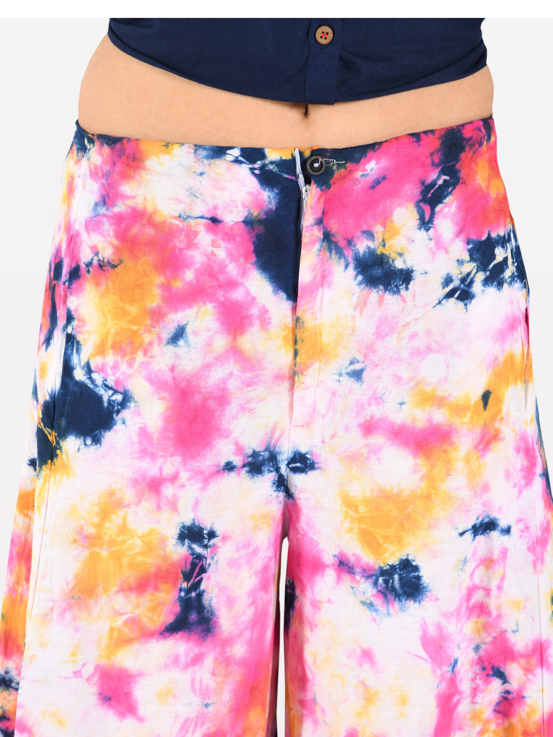 Neerus Blue & White Top & Palazzo Set