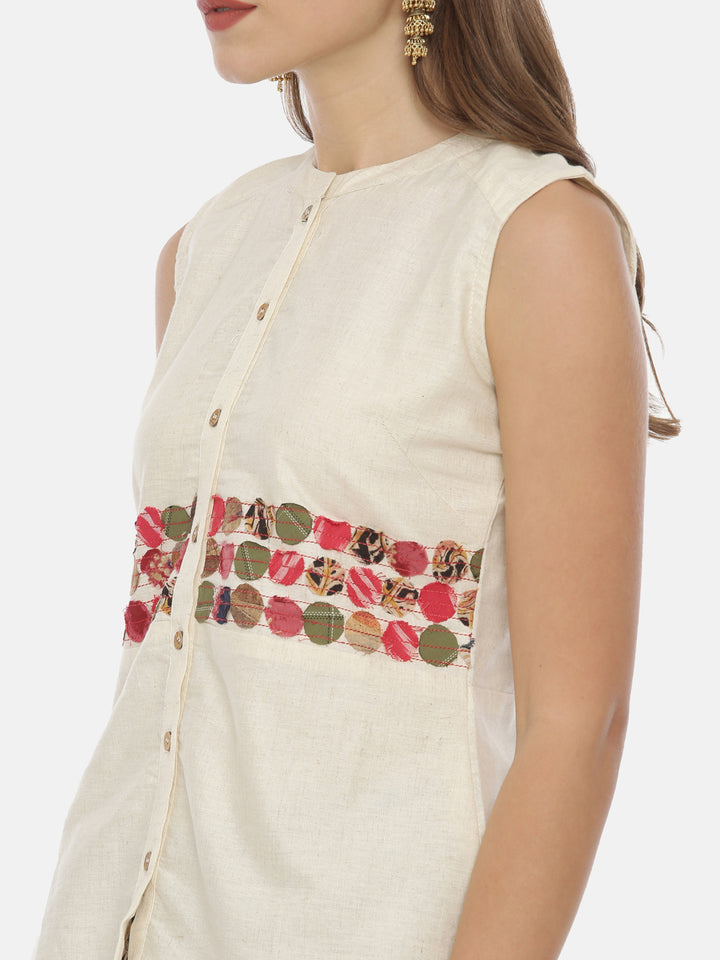 Neerus White embroidered kurti for women - back view