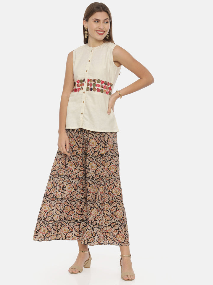 Neerus White embroidered kurti for women - detail view 3
