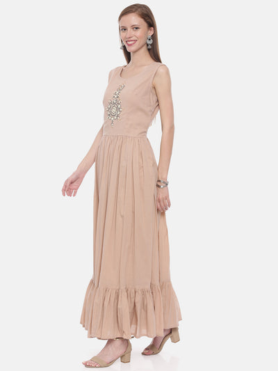 Neeru's Peach Embellished A Line Kurta With Shrug
