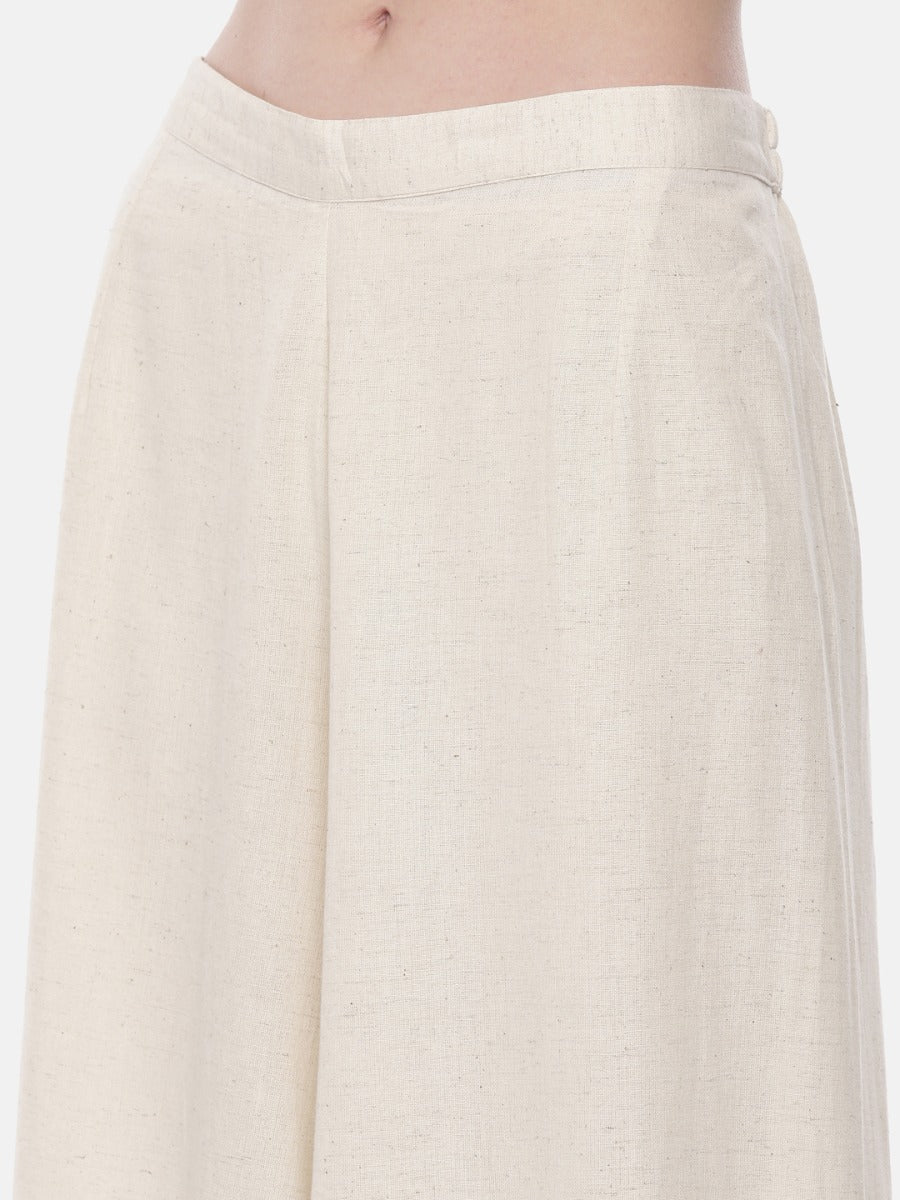 Neerus Ivory Embellished Flared Kurta