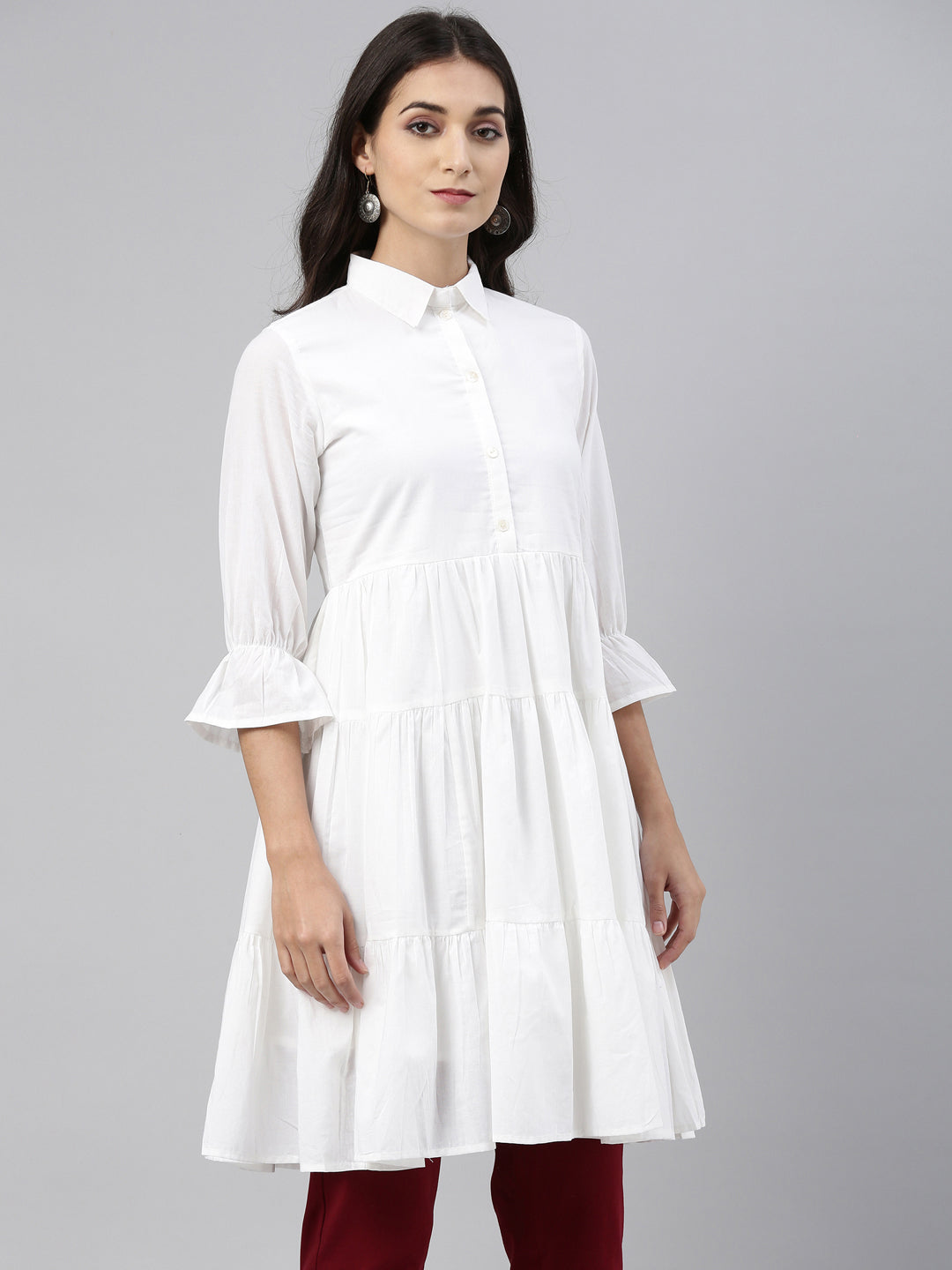 Neeru's White Color Cotton Fabric Tunic Koti