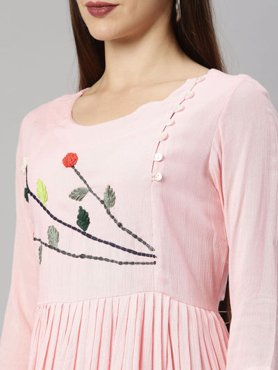 Neeru's Rose Pink Color Chiffon Fabric Tunic