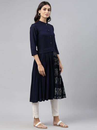 Neeru'S Navy Blue Color, Rayon Fabric Tunic