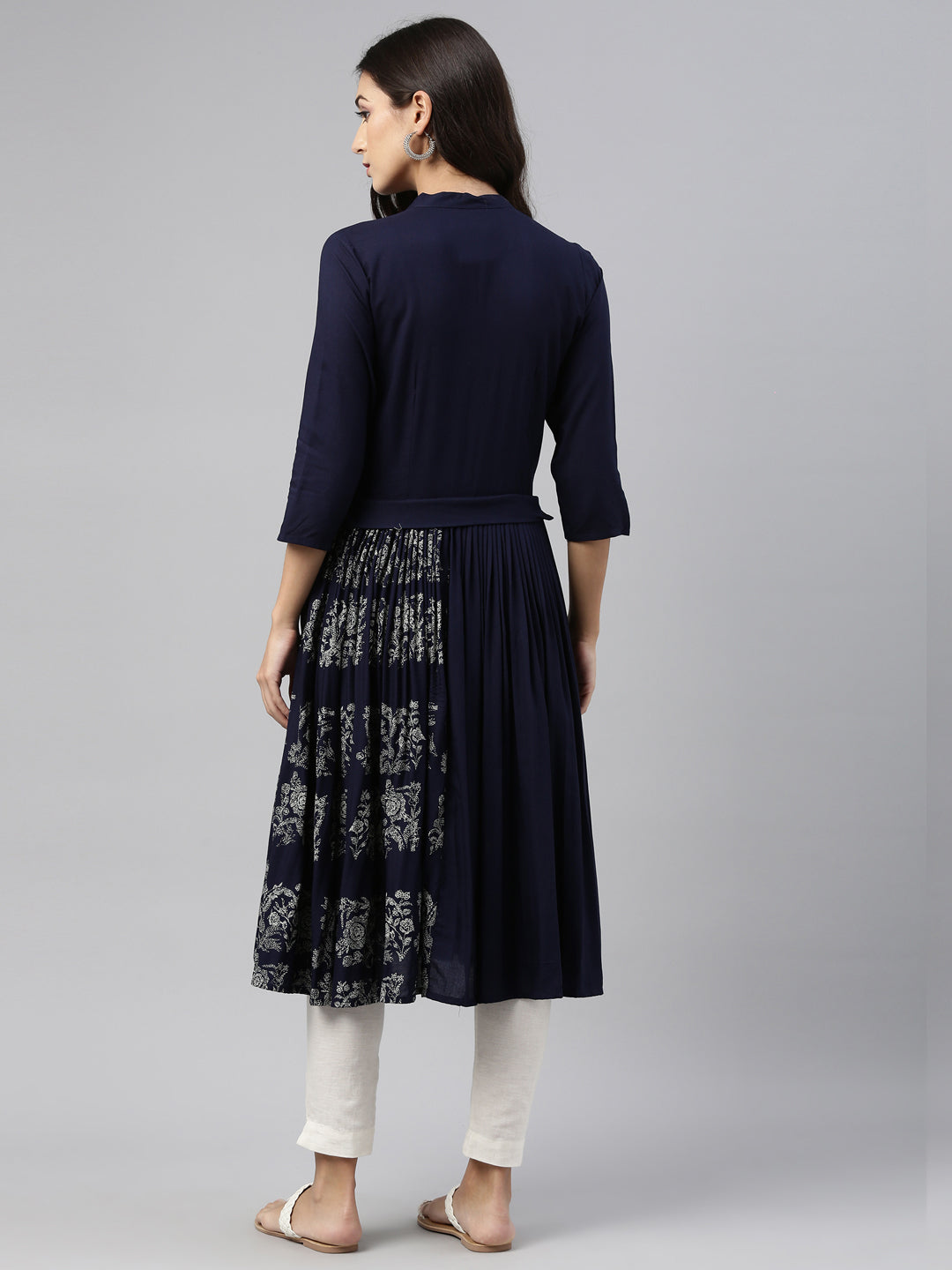 Neerus Navy Blue Color Rayon Fabric Tunic