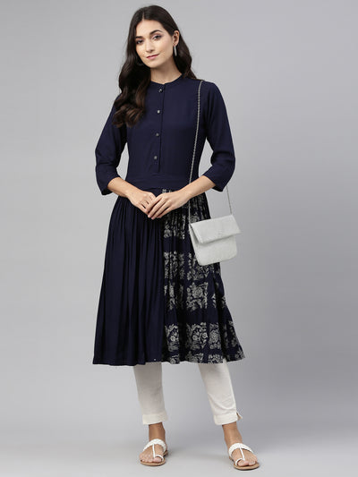 Neeru'S Navy Blue Color, Rayon Fabric Tunic