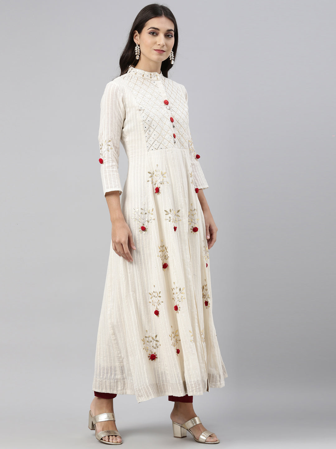 Neeru'S Cream Color, Cotton Fabric Tunic