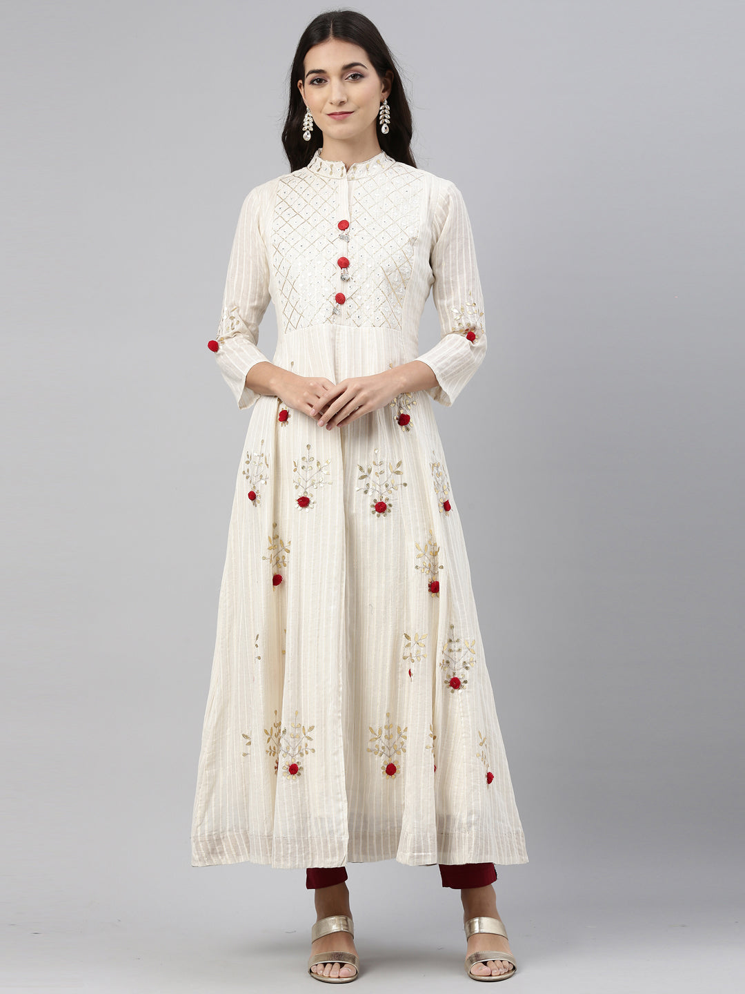 Neeru'S Cream Color, Cotton Fabric Tunic