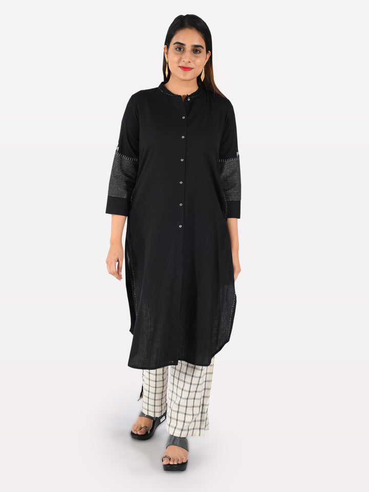Neerus Black & White Zari Kurta & Palazzo Set