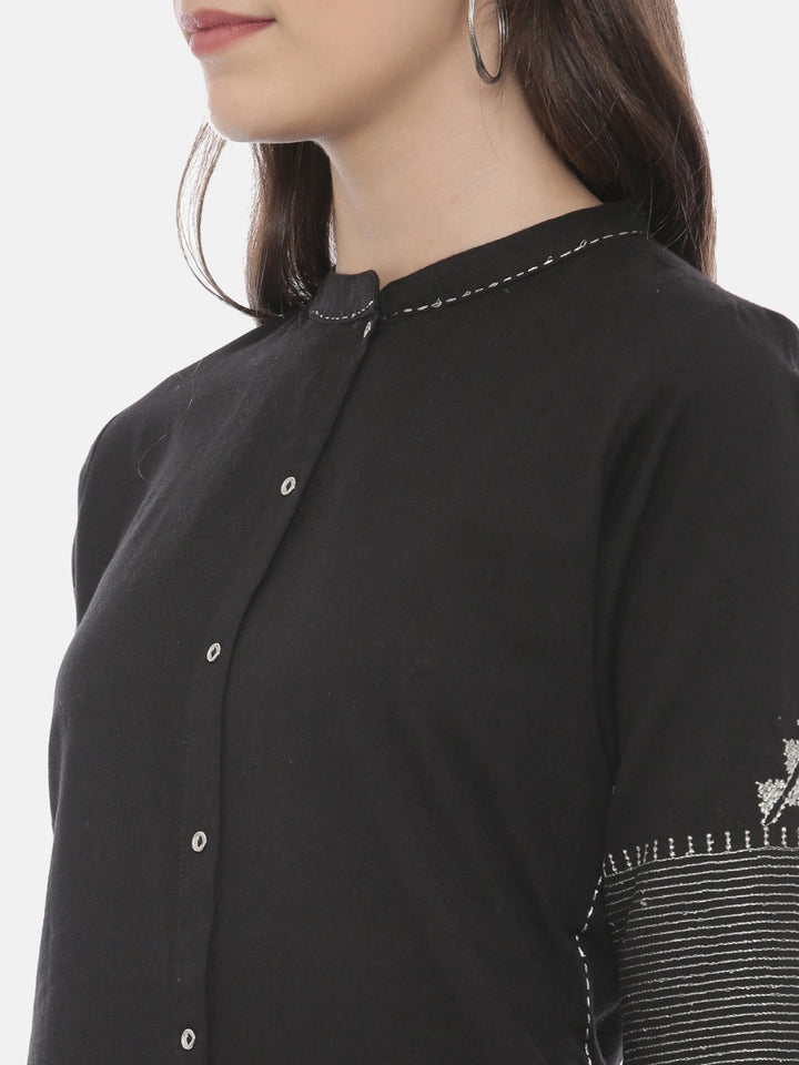 Neerus Black & White Zari Kurta & Palazzo Set