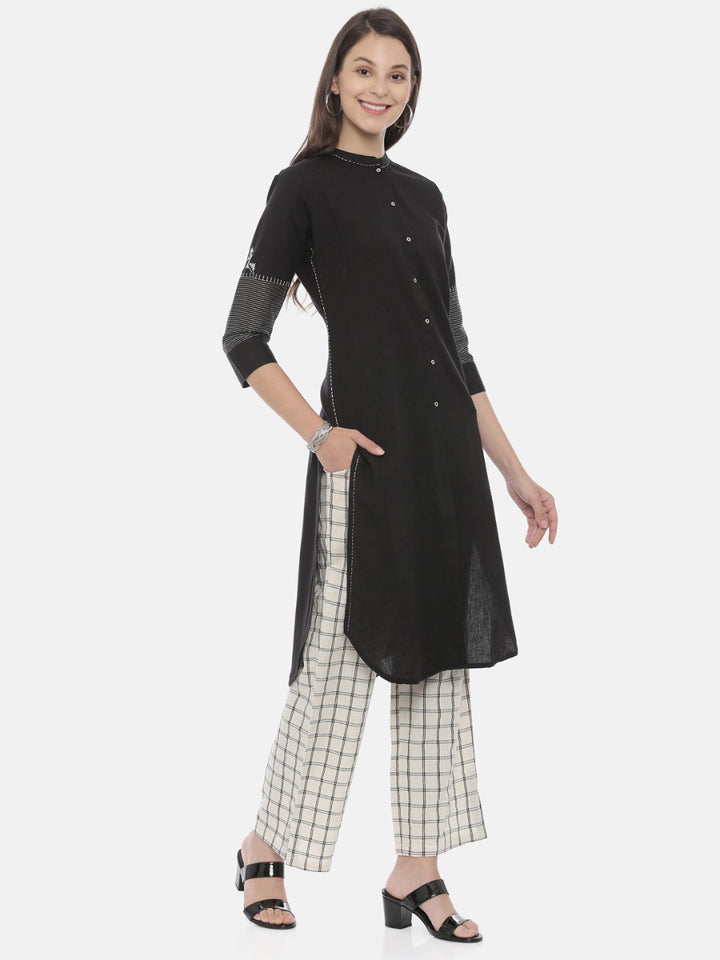Neerus Black & White Zari Kurta & Palazzo Set