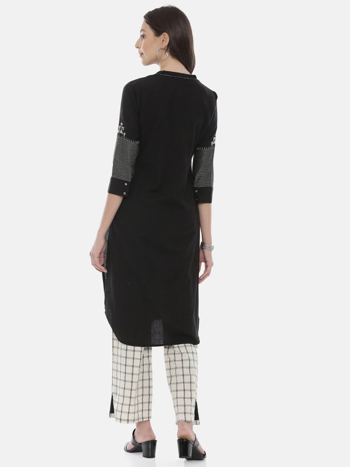 Neerus Black & White Zari Kurta & Palazzo Set