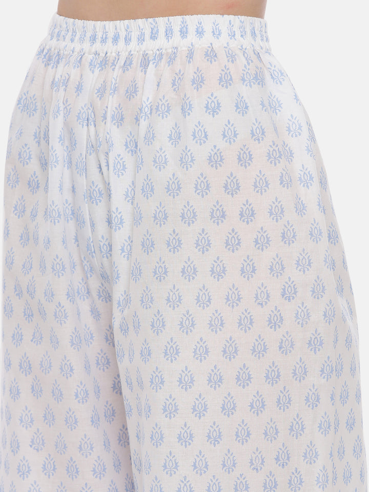 Neerus White Color Cotton Fabric Full Sleeves Suit-Straight