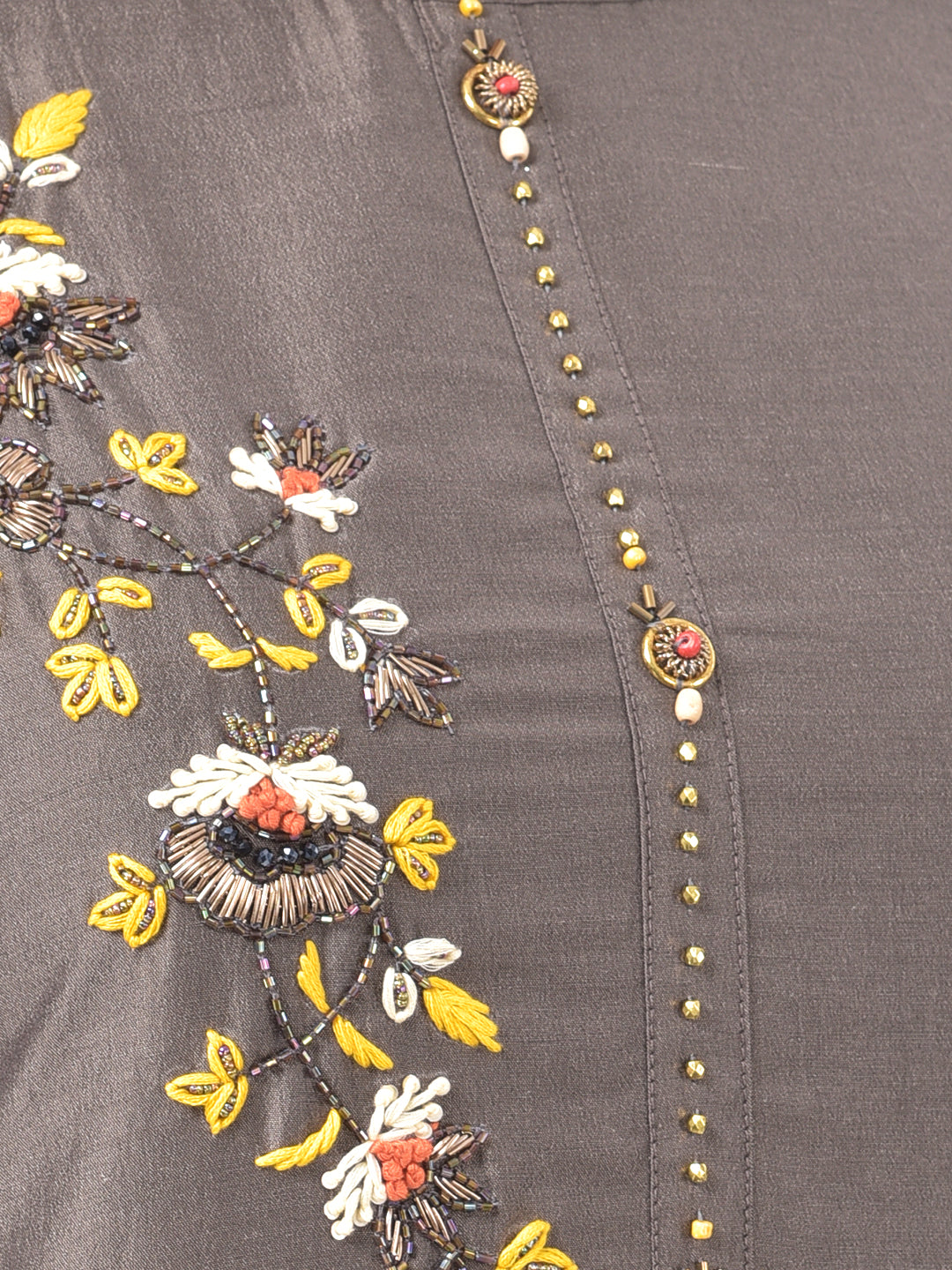 Neerus Grey embellished kurta skirt set - detail view 1