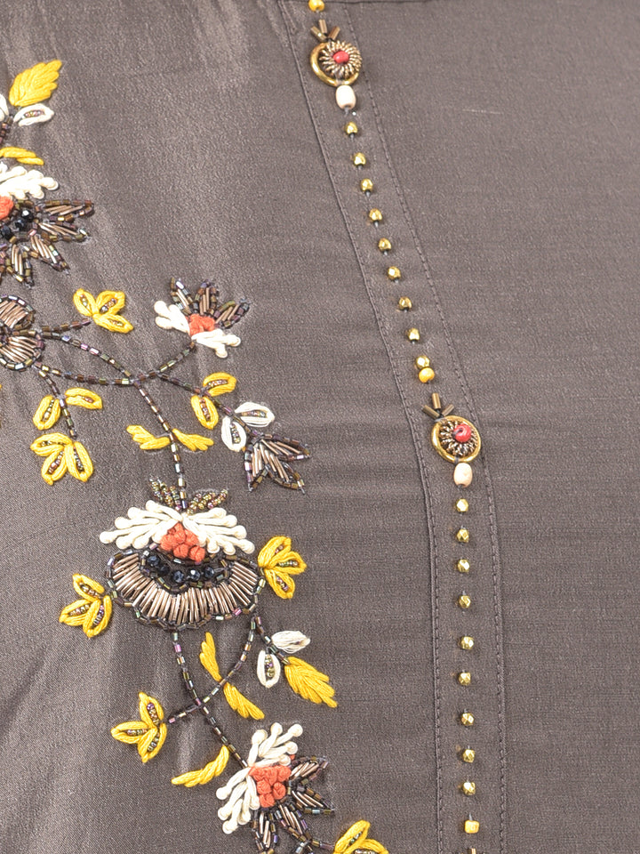 Neerus Grey embellished kurta skirt set - detail view 1