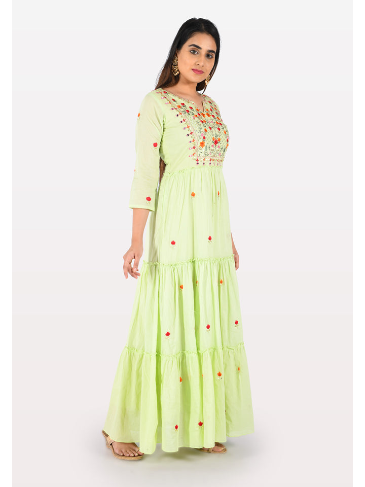 Neerus Women Pista Color Cotton Fabric Tunic "56"