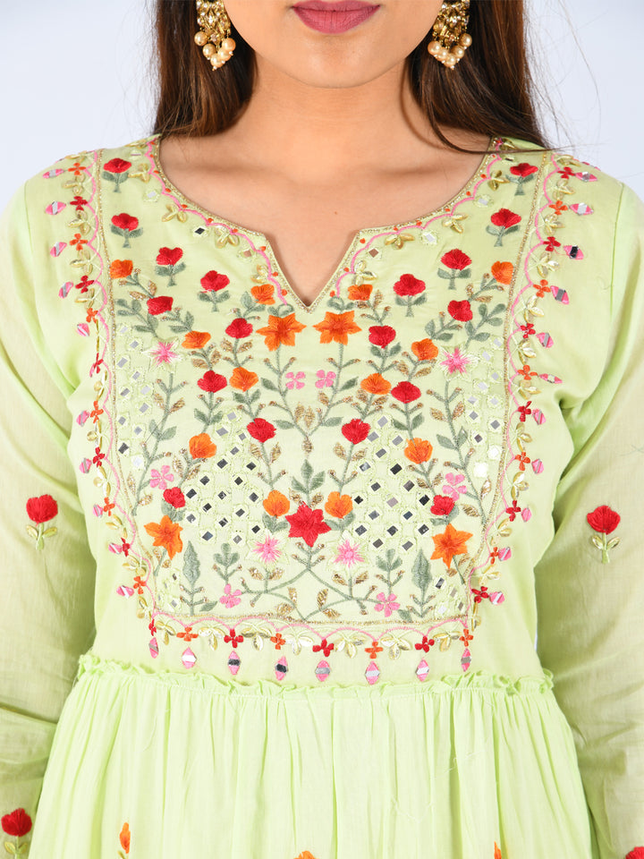 Neerus Women Pista Color Cotton Fabric Tunic "56"