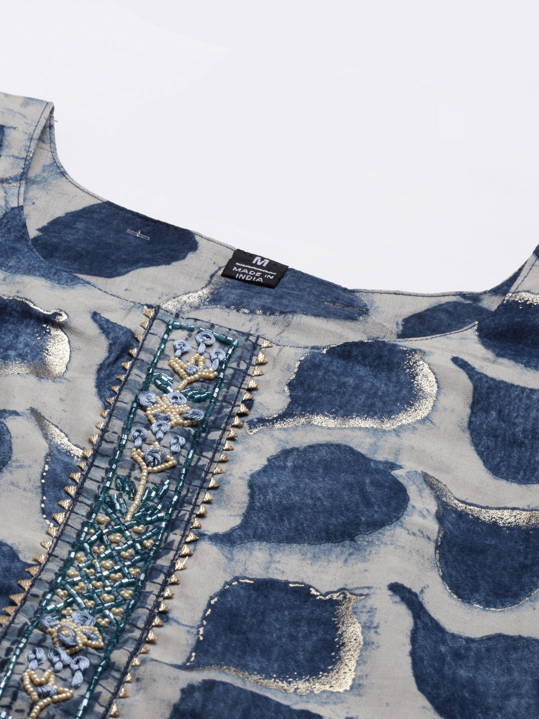 Neerus Blue muslin straight kurti - back view
