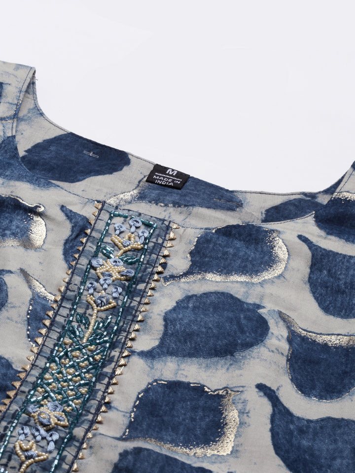 Neerus Blue muslin straight kurti - back view