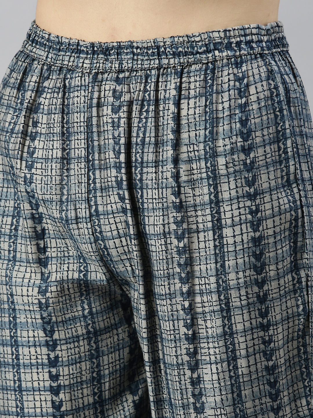 Neerus Blue muslin straight kurti - detail view 4