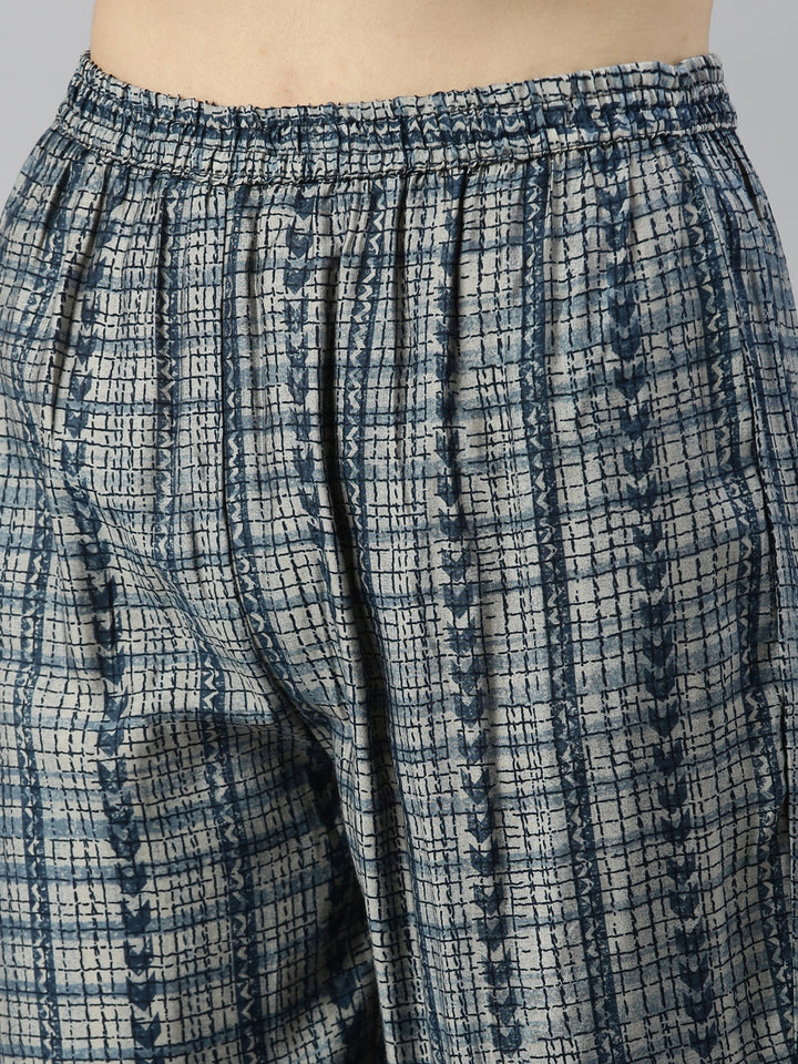 Neerus Blue muslin straight kurti - detail view 4