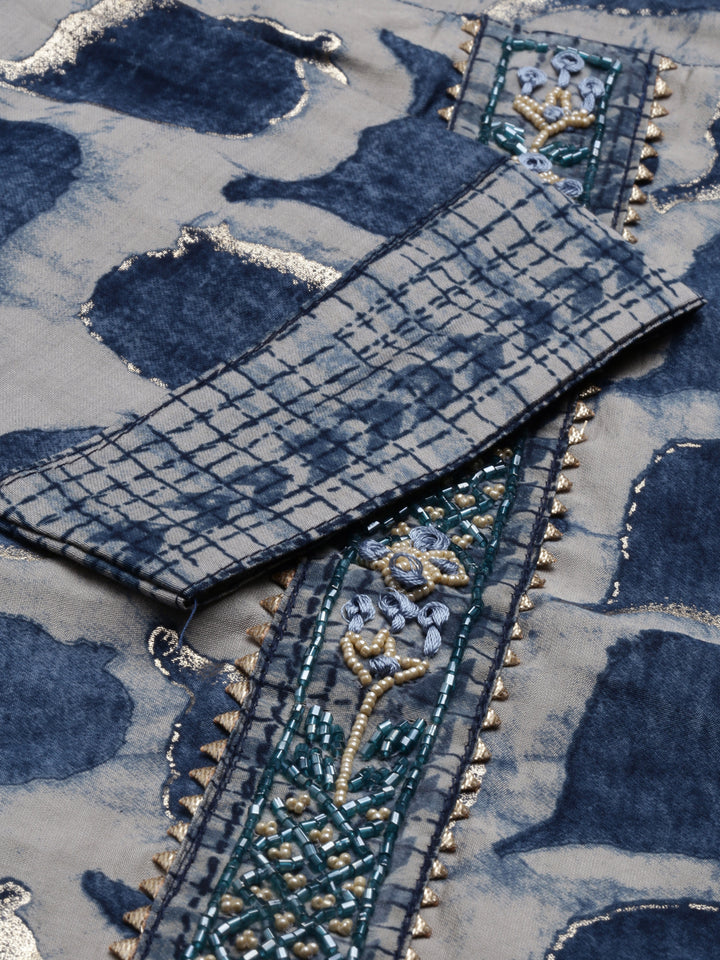 Neerus Blue muslin straight kurti - detail view 5