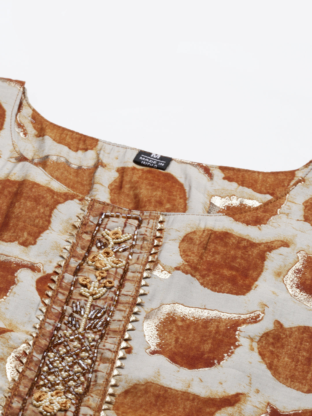 Neerus Brown muslin straight kurti - back view