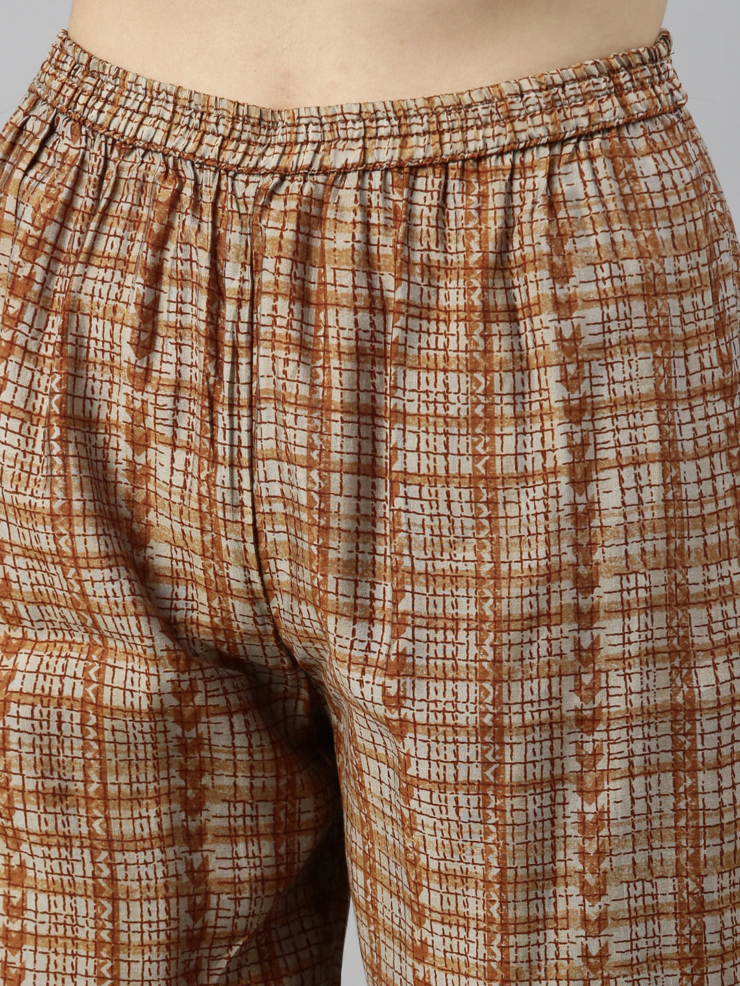 Neerus Brown muslin straight kurti - detail view 4