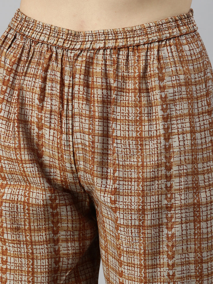 Neerus Brown muslin straight kurti - detail view 4