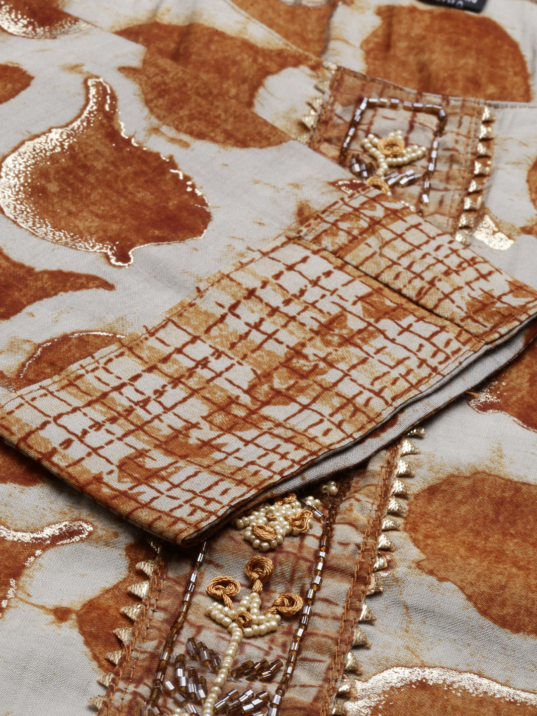 Neerus Brown muslin straight kurti - detail view 5