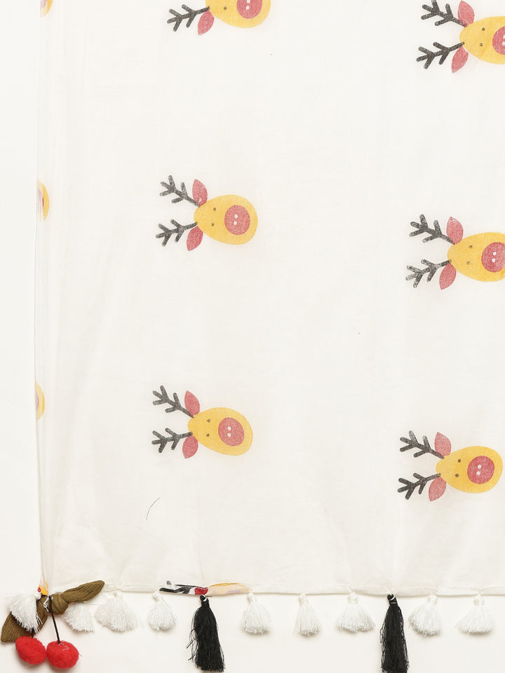 Neerus Mustard Embroidered A Line Double Layered Kurta