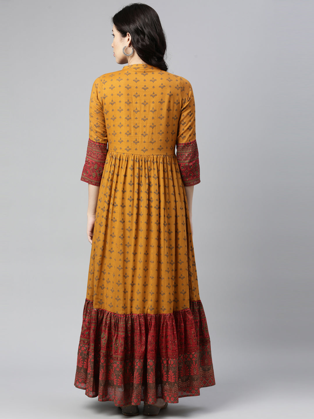 Neerus Mustard Color Cotton Fabric Kurta