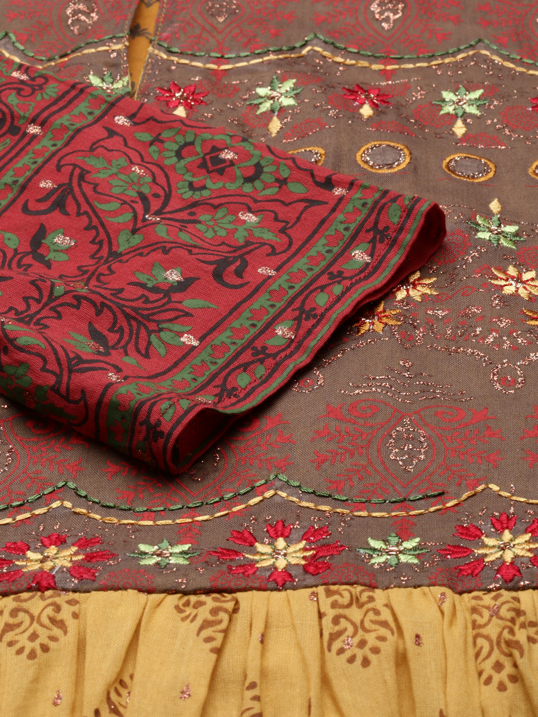 Neerus Mustard Color Cotton Fabric Kurta