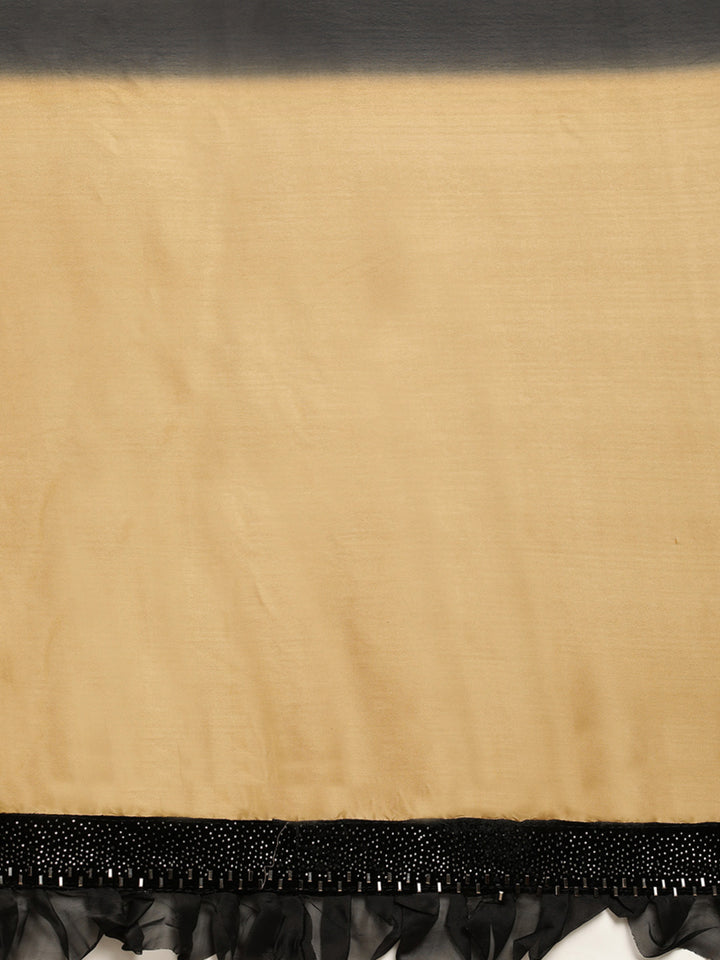 Neerus Gold & Black Embellished Saree With Blouse