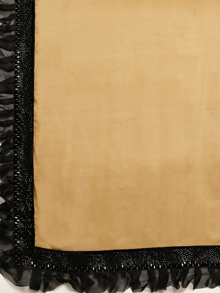 Neerus Gold & Black Embellished Saree With Blouse